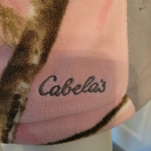 Cabela's Camo Fleece Vest Realtree Pink Women's Doe Camp Side Pockets Size L - Picture 2 of 9